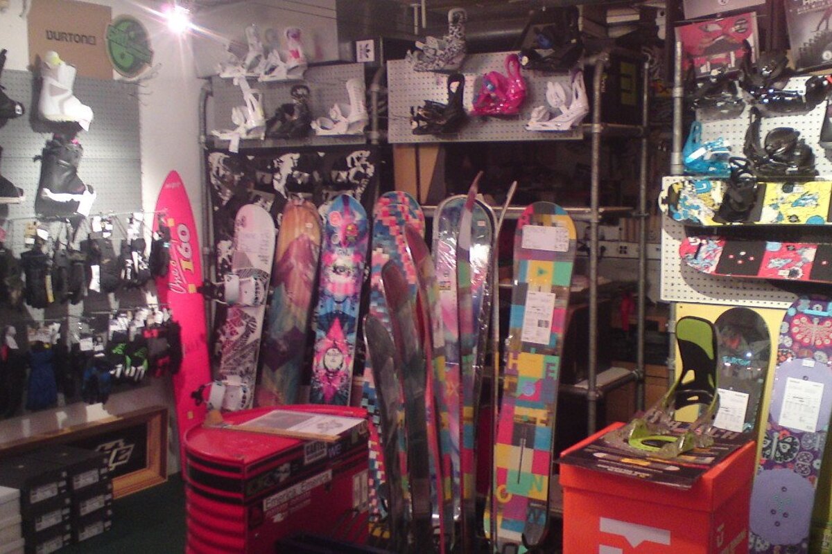 snowboards in a shop in les arcs