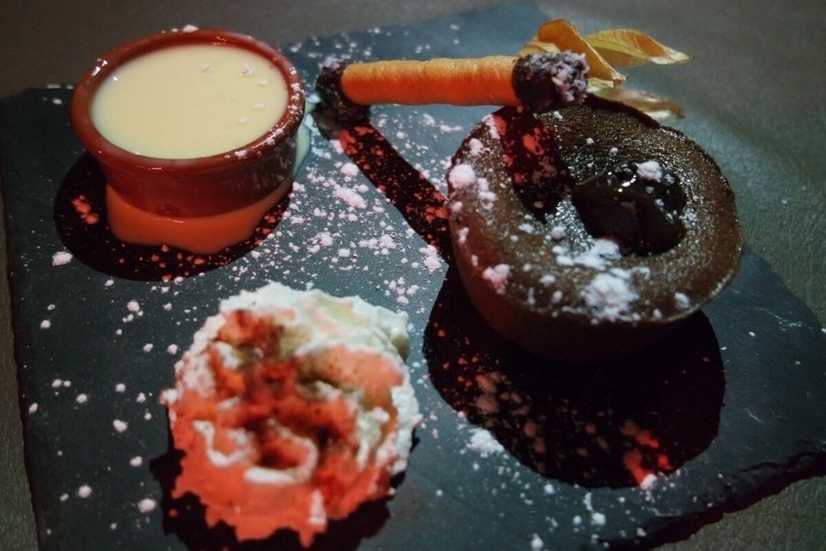 a dessert in a restaurant in meribel