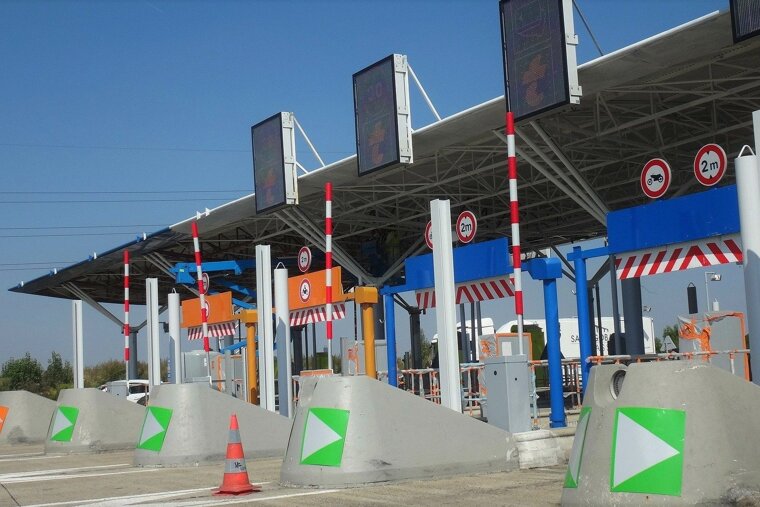 Toll booth in France