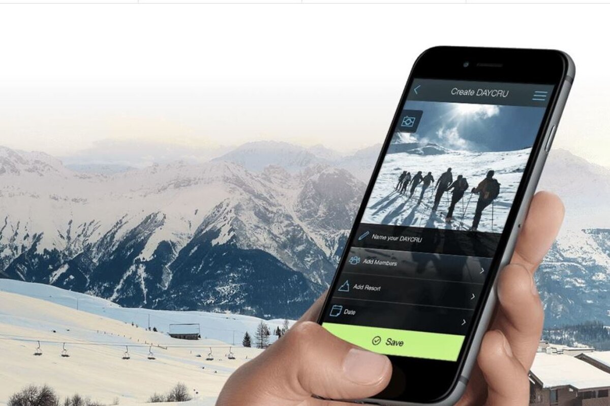 a mobile phone in a ski resort