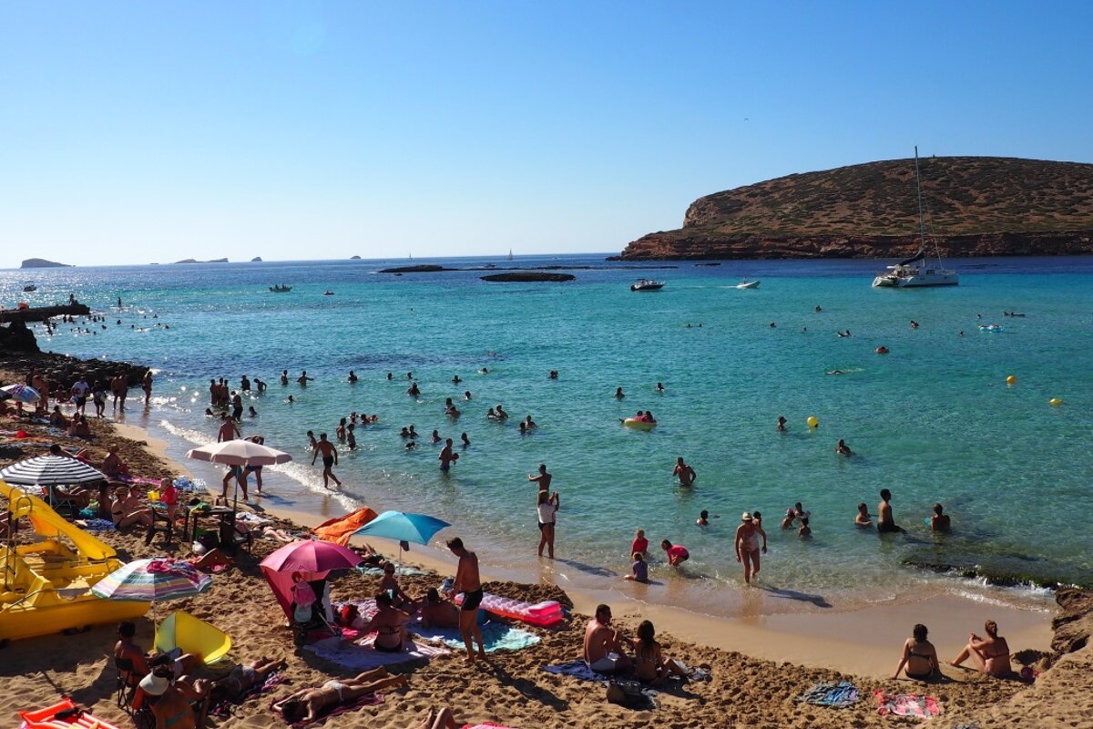 Cala Conta - views over to the island. West Ibiza