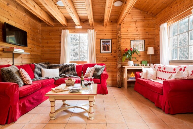 The lounge area in the chalet